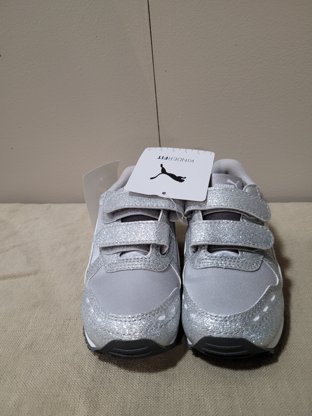 Puma Kids Silver Glitter Velcro Sneakers